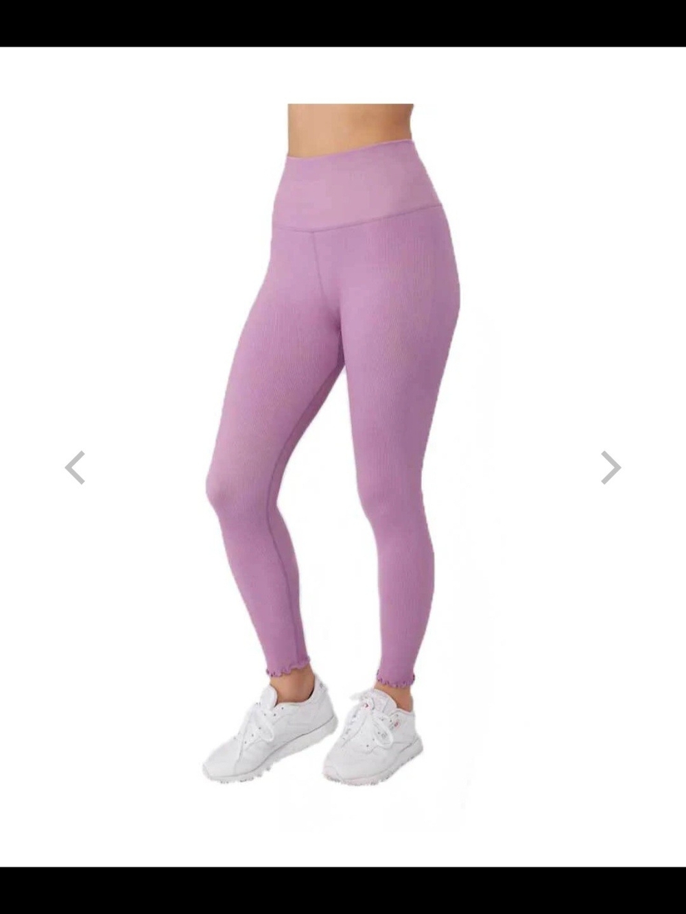 Spiritual Gangster Ribbed & Ruffled Lavender High-Waist Leggings